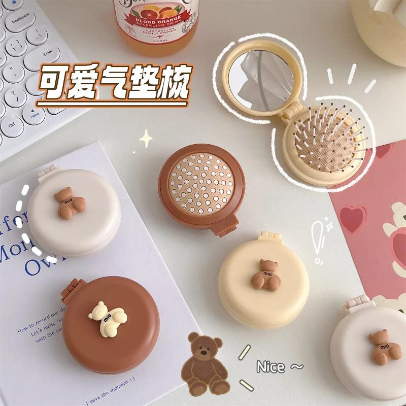 Portable Mini Cute Folding Plastic Airbag Comb Massage Comb Mirror Integrated,easy To Carry, Suitable for Travel and Outdoor Use