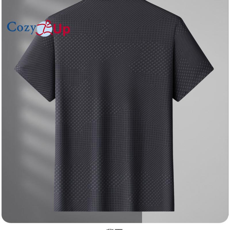 Cozy Up Übergroßes Herren Kurzarm Eisseide Leicht Atmungsaktiv Revers Business Poloshirt