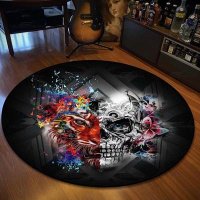 Scary Skull Pattern Area Carpet Non-slip Round Animal Pattern Floor Mats Bedroom Carpets Living Room Carpets