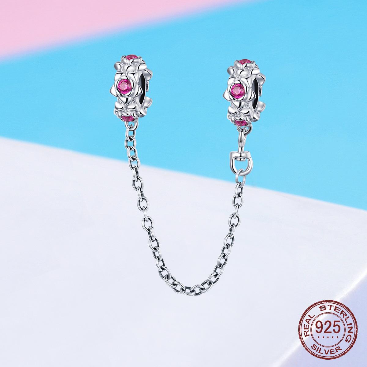 

925 стерлингового серебра Фея Венок Дизайн Цепи Безопасности Шарм с силиконом Подходит для оригинального браслета Европейские ювелирные изделия