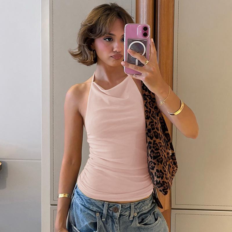 Avrupa Kadın İlkbahar/Yaz Seksi Arkası Açık File Askılı Üst