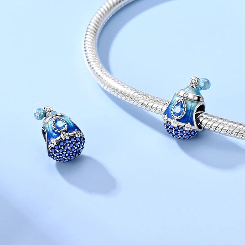 Charms Copperdreamy Blue Flower Perfume Bottle Beads Fit Charms Plataoriginal Bracelet Beads Women Jewellery Making