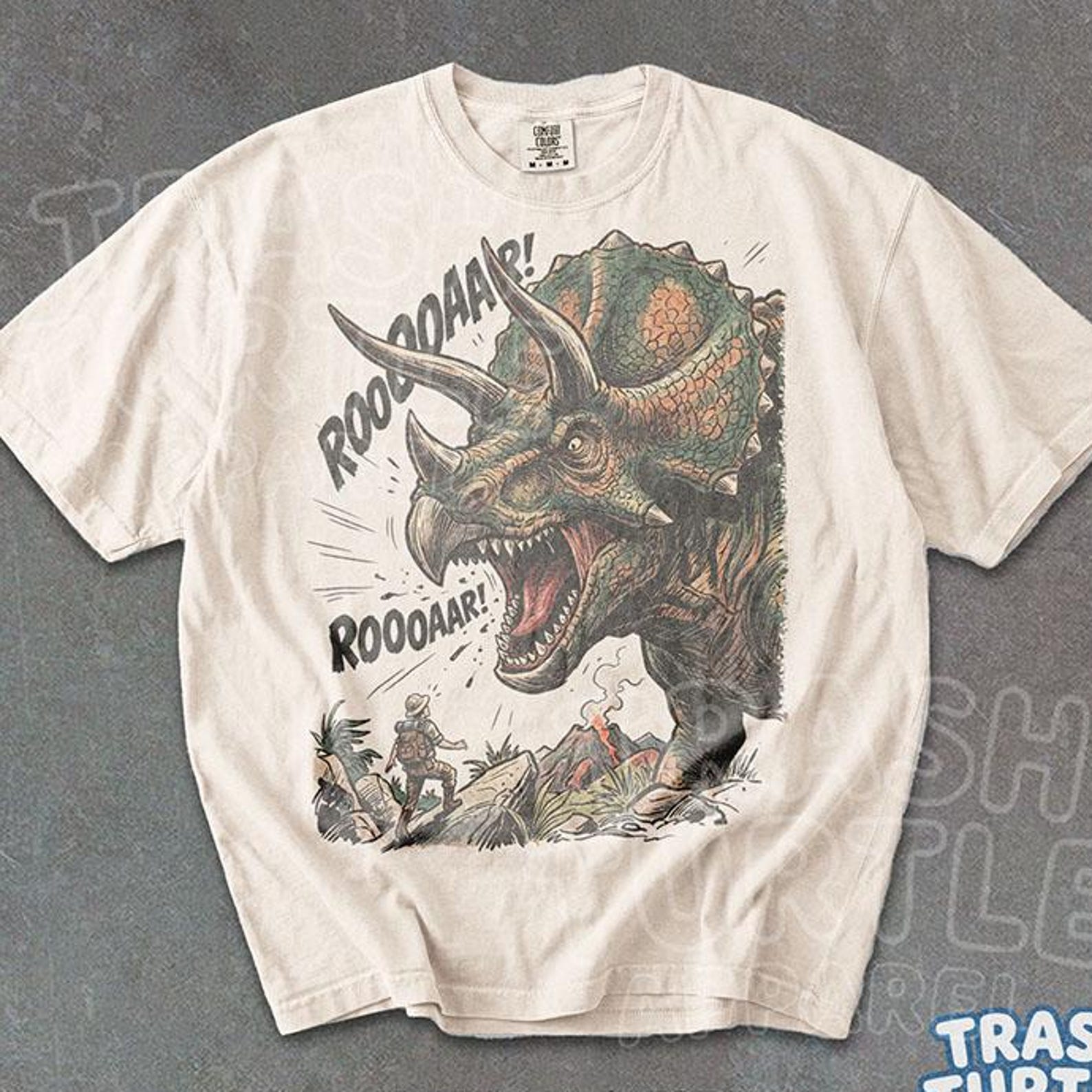 Retro Triceratops Shirt Vintage Dinosaur Graphic TShirt Jurassic Era T-shirt Dino Lover Prehistoric 90s Tee S