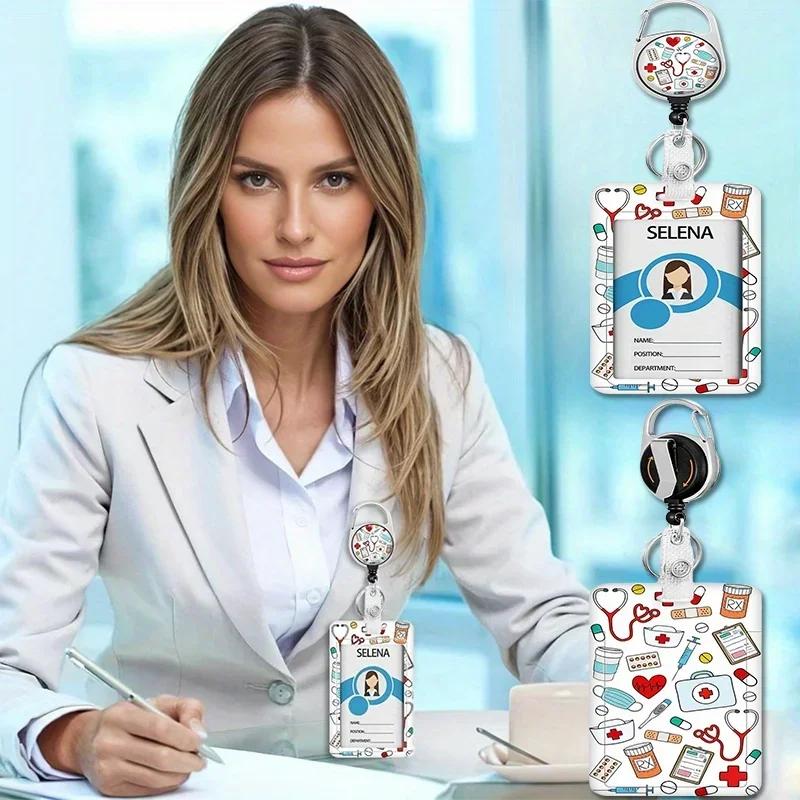 Heavy Duty Badge Holder with Retractable Reel, Retractable ID Badge Holders with Clip Name Key Card Holder Case