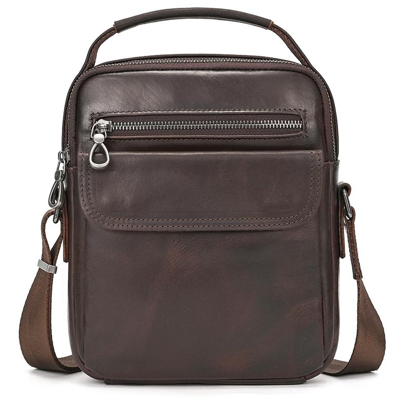 

Newsbirds Leather Shoulder Bag For Men Soft Cow Leather Messenger Bags Crossbody Bag Man Male Sling Bag for Male Message Bag кавовий