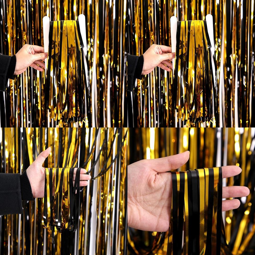 Black Sophisticated And Gold Rain Curtain For Halloween Party Displays And Backdrops Decorative