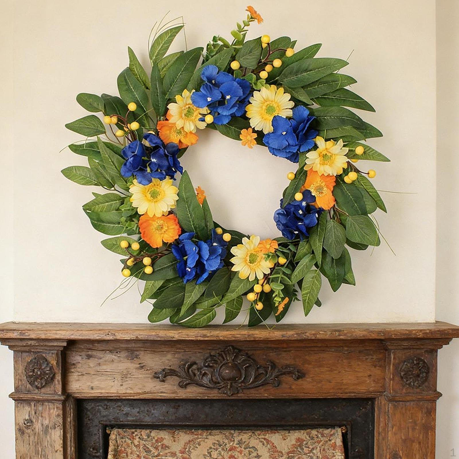 

Artificial Wreath Wall Hanging Ornament for Door Elegant Garland 50cm Diameter Wedding Porches