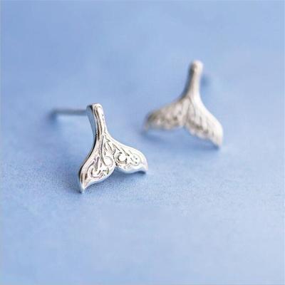 New Korean Style Simple Fashion 925 Sterling Silver Jewelry Personality Pattern Fish Tail For Women Stud Earrings E243