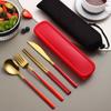 Tableware Set 304 Stainless Steel Portable Cutlery Dinner Knife Fork Spoon Chopsticks Four-piece Suit with Box Travel Flatware