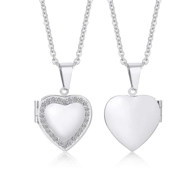 Collane Ciondolo Medaglione Cuore Ovale Floreale Delicato per Donna, Acciaio Inossidabile Cornice Foto Promessa Amore Ricordo Regalo