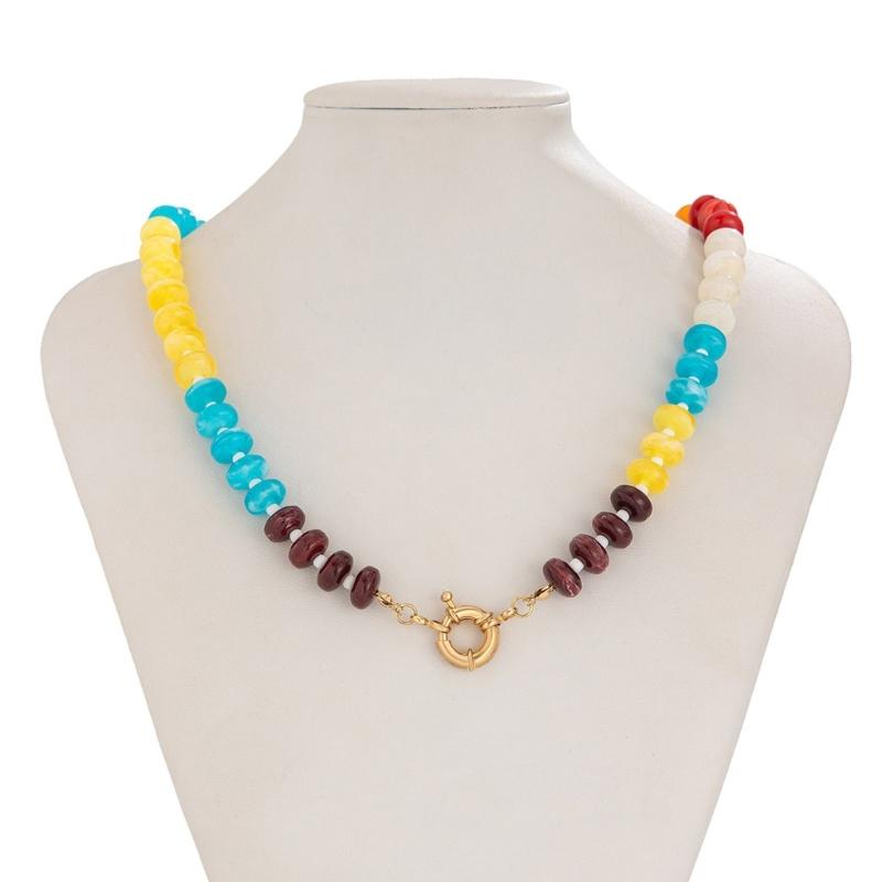 Colorful Acrylic Bead Necklace Trendy Accessory for Casual Party Stylish Outfits