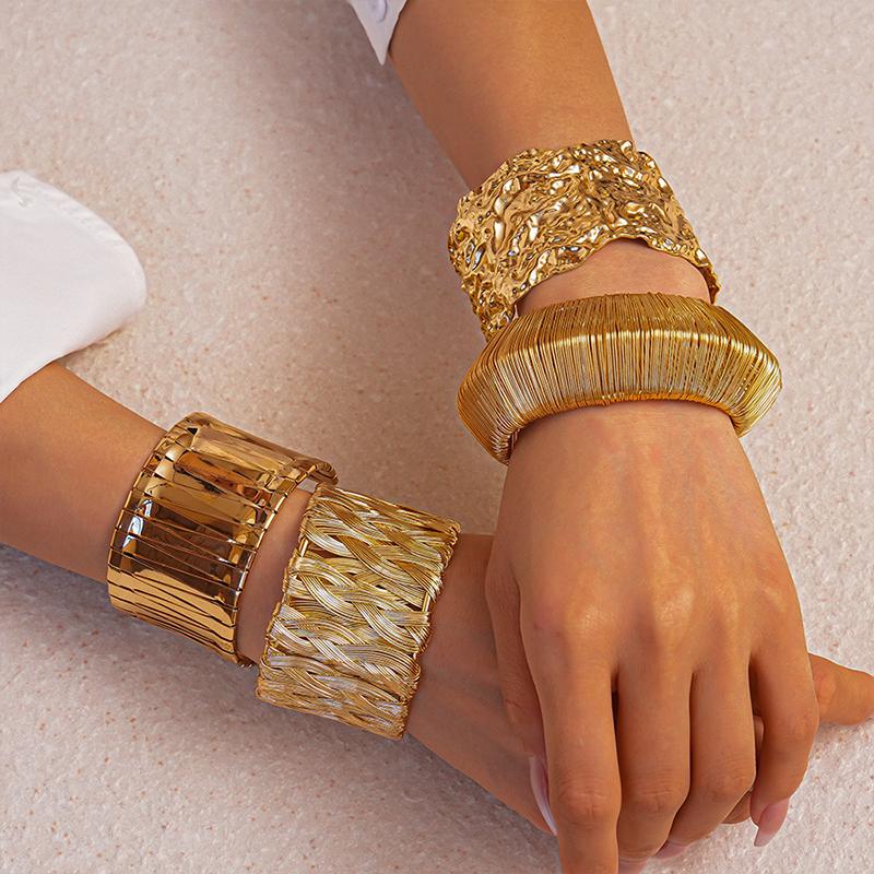 Punk Metal Bracelets For Women Men Geometric Cuff Bangles Personality Exaggerated Hand Jewelry