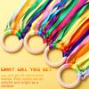 Junkin 24 Pcs Rainbow Hand Kite Waldorf Toys Creative Dancing Ribbon Streamer with Wood Ring Wrist Sensory Toys Learning Educational Toy for Playroom