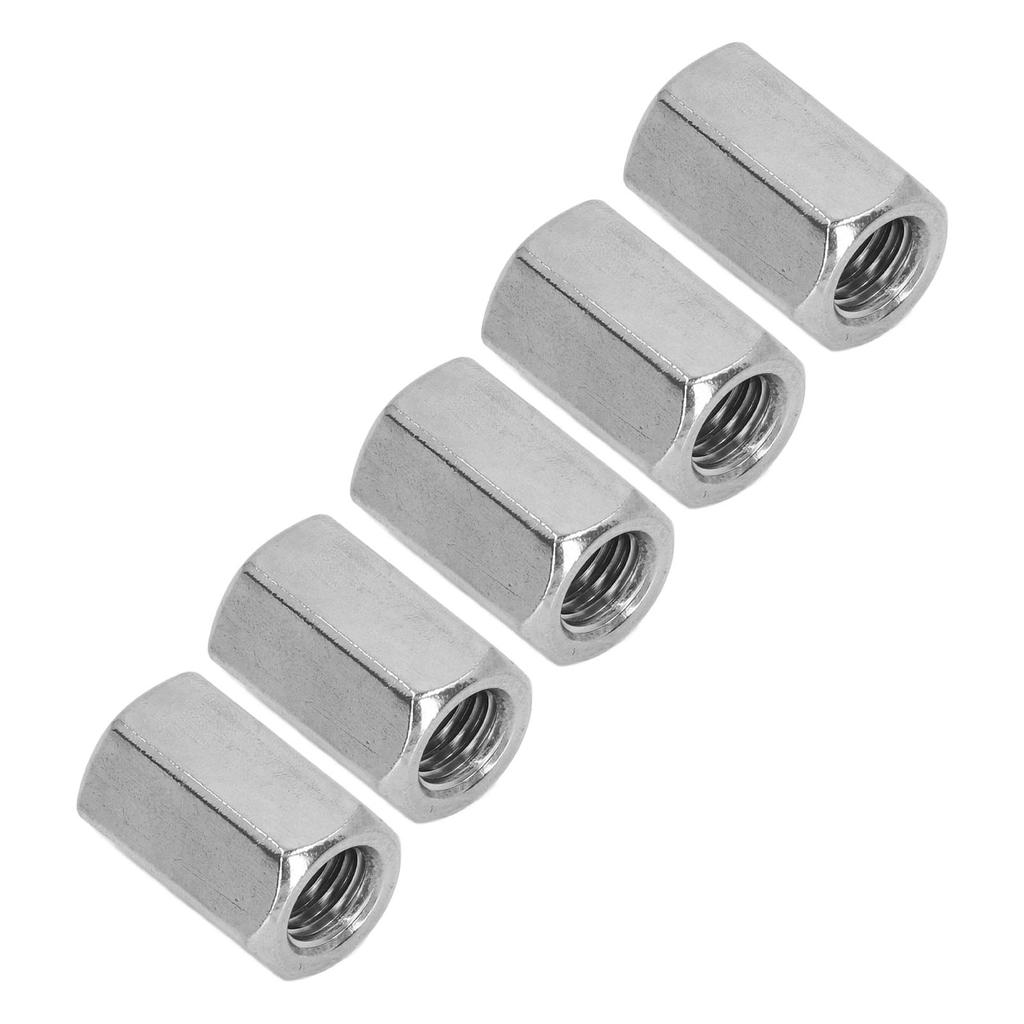 5PCS Hex Connection Nut M12 X 1.75 19 L30mm Stainless Steel Rustproof 6 Sides Long Rod Nut for Installation