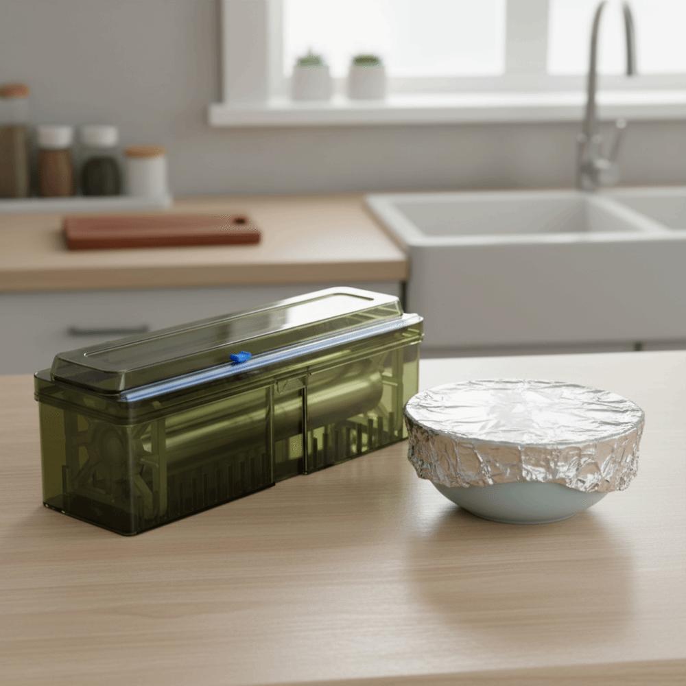 Plastic Cling Wrap Dispenser Universal Cling Film Organizer Cling Film Cutter Box Wax Paper