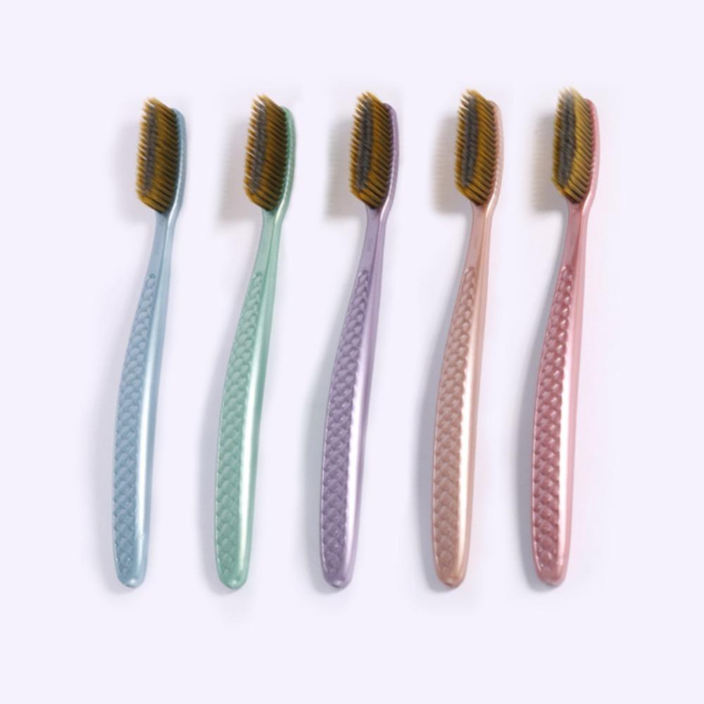 5Pcs Curved Handle Soft Hair Toothbrushes Deep Cleaning Adults Oral Care Home Travel Hotel