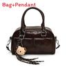 Retro Bowling Bag Handbag Pu Material With Zipper Closure For Daily Use