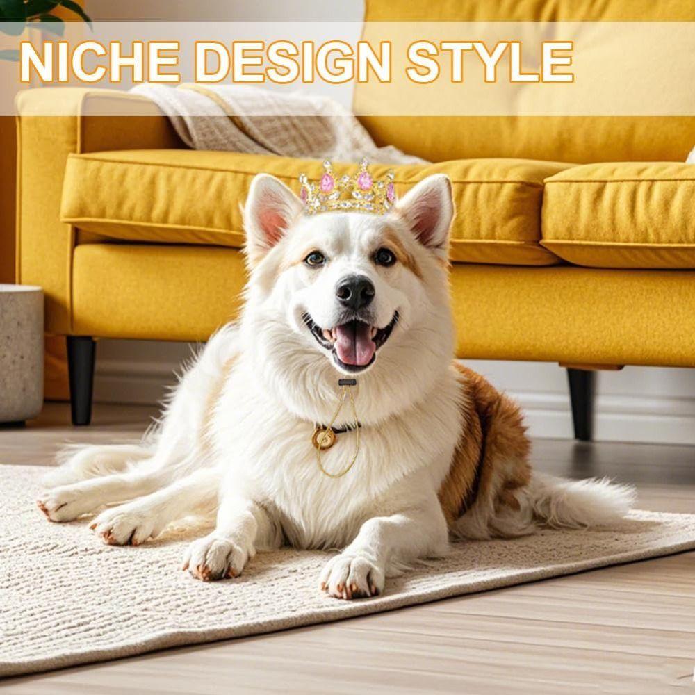 New Alloy Rhinestone Pet Crown Adjustable Cord Electroplated Sparkling Tiara Gold/Silver Pet Hats Costume