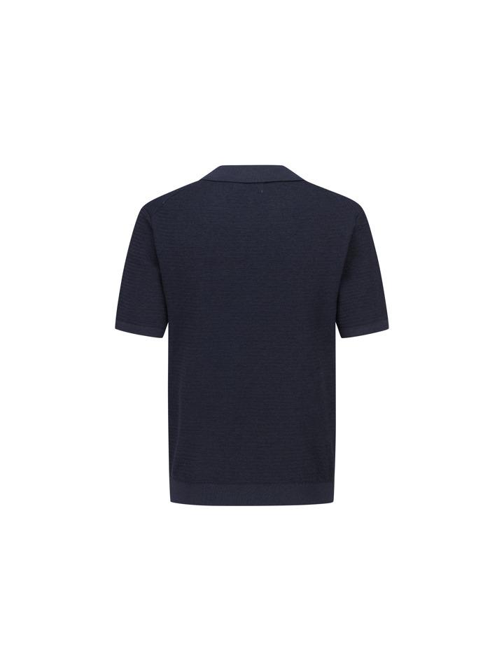 ZIOZIA Men'S) Miracul Slub Short Sleeve Polo Shirt_Navy