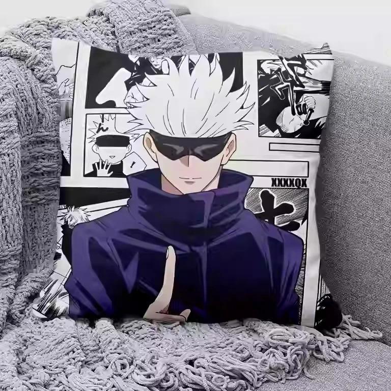 1Pc Anime Jujutsu Kaisen Pillow Cover, Polyester 2D Double-Sided Printed Cushion Case, Manga Character Throw Pillow, Home Decor,