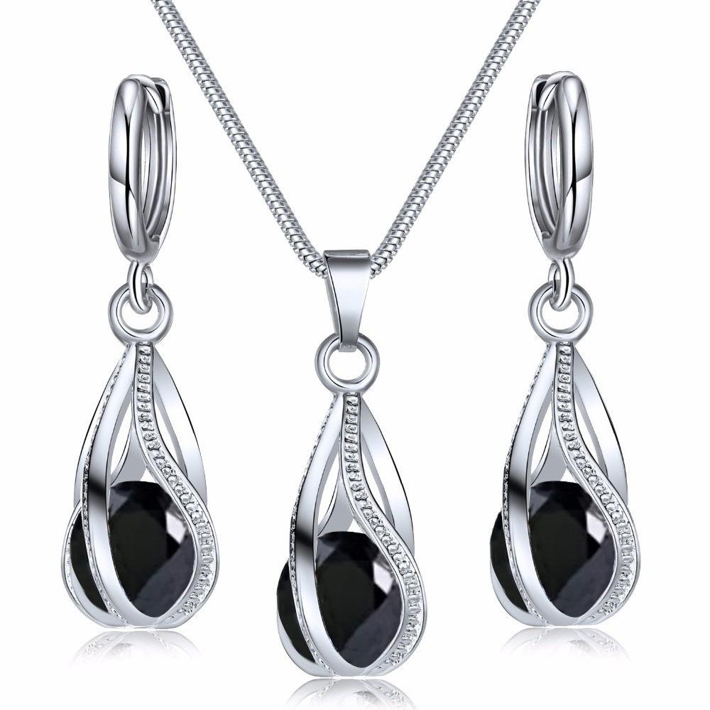 Set di gioielli con orecchini pendenti con collana e goccia di cristallo per le donne, matrimonio, matrimonio, regalo di Halloween