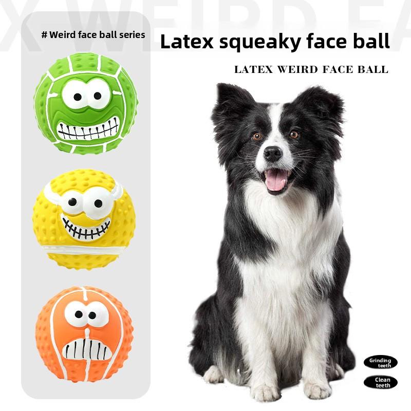 Neuer Smiley-Ball Latex Geräusche machendes Spielzeug Zähneknirschen und Reinigen Haustier Latexball Hundespielzeug Haustierbedarf