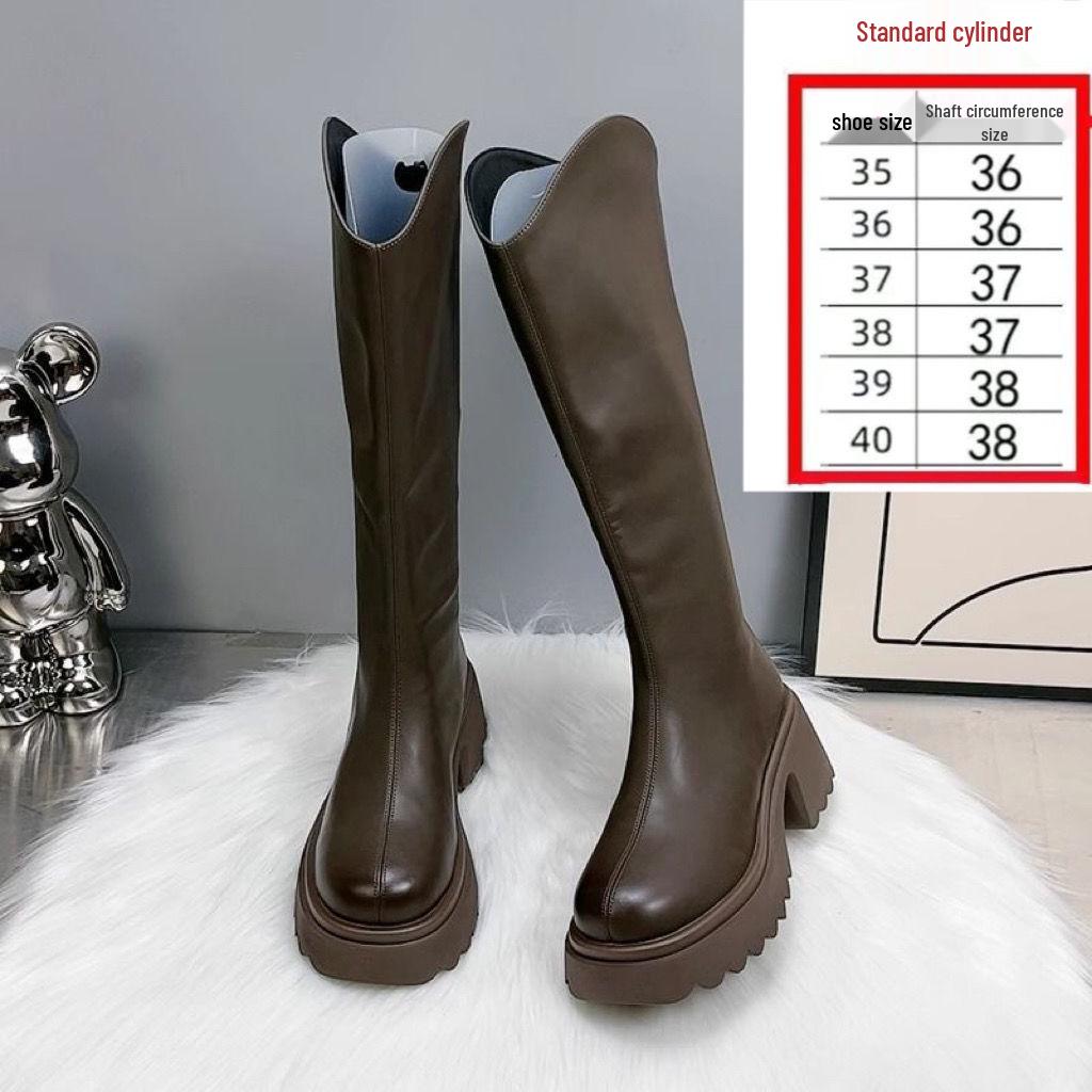 Women's Chunky Heel Over-the-Knee High Boots: 2025 Autumn/Winter Thick Sole Stovepipe, Hot Girl Style