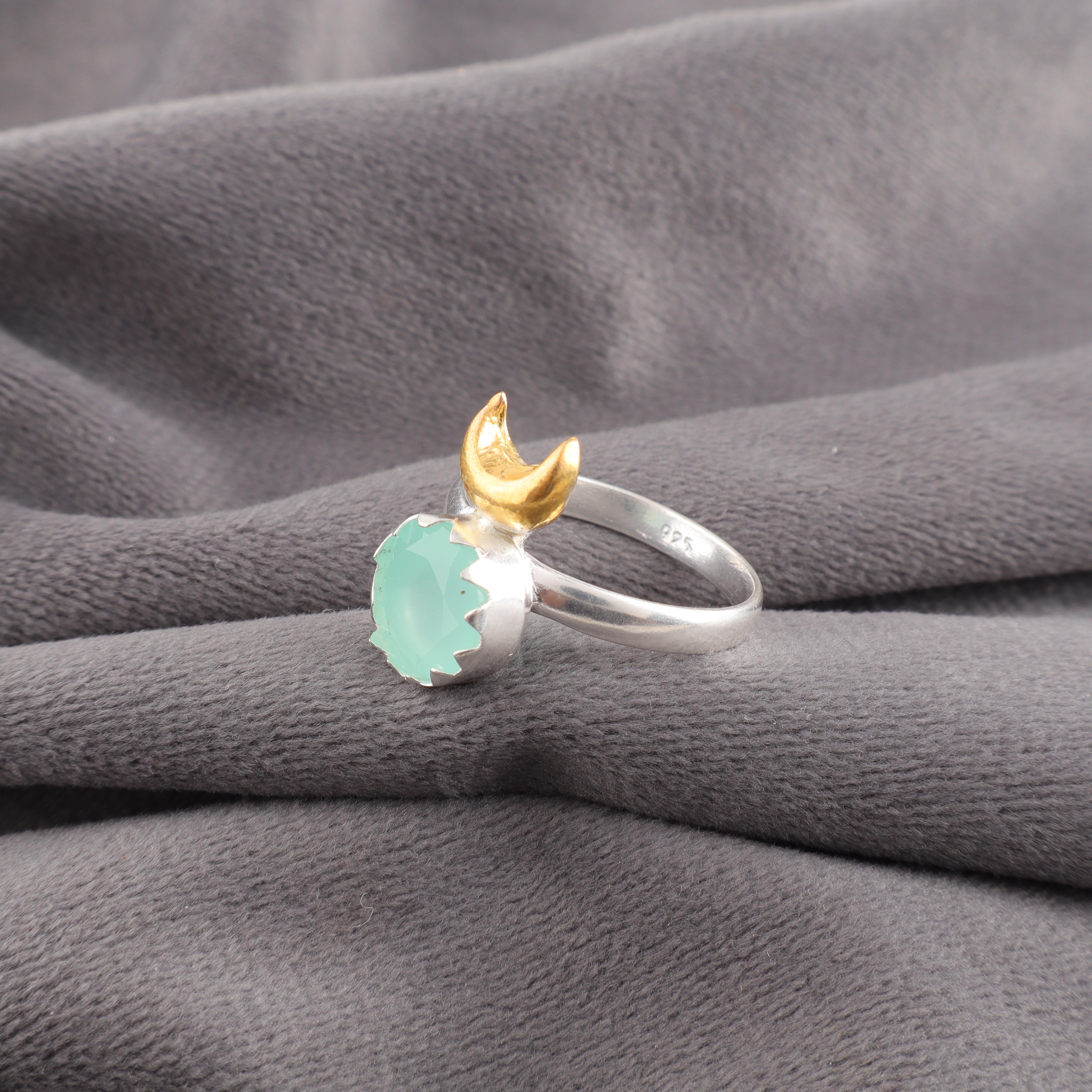 

Кольцо из аквахалцедона, Ювелирное изделие из стерлингового серебра 925 пробы, Кольцо с драгоценным камнем, Подарок для нее, Изысканное ювелирное изделие ручной работы для свадебного подарка 12 синий