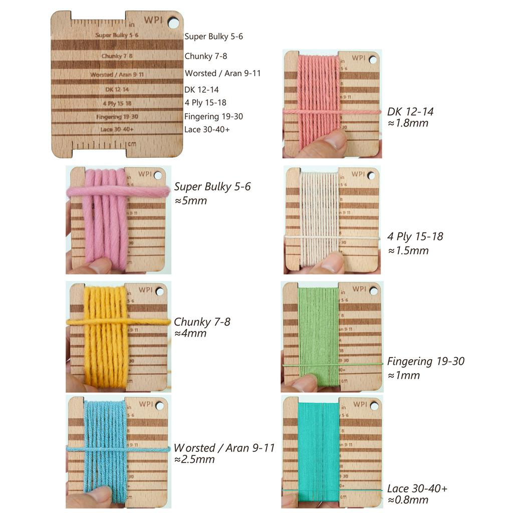 Wood Knitting Yarn Gauge Ruler Wool Carders Knitting Gauge Knitting Ruler Tool Set for Measuring Knitting Crocheting