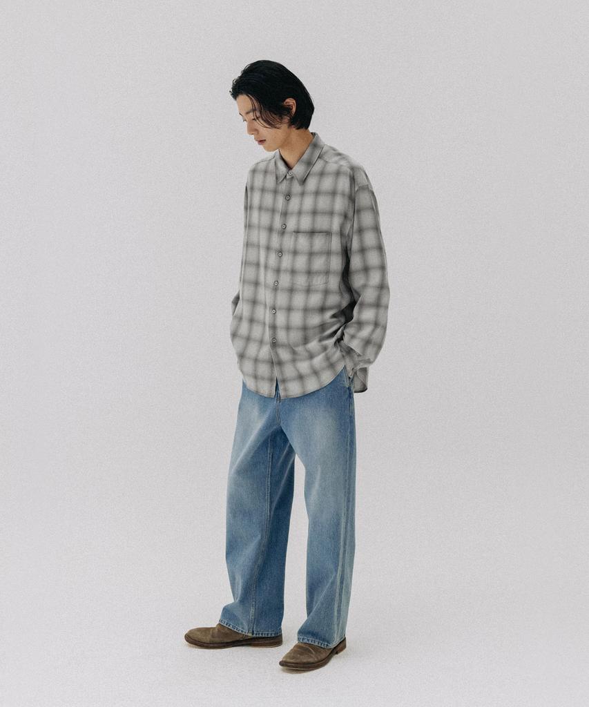 BLANKROOM Check Shirt_Haze Gray