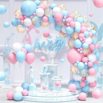 Birthday Balloon Arch Opening Decoration Package Set Combination Macaron Blue Pink Party Balloon