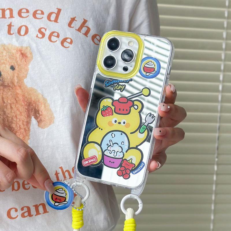 Zhitai iPhone Case: Lanyard Mirror for iPhone 15 Pro, 13, and 12 Pro Max - Summer Edition