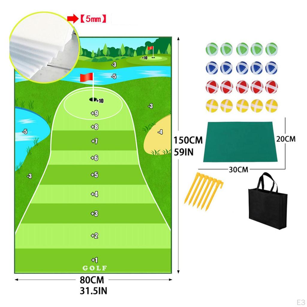 Golf Schlagmatte Training mit Bällen Tragbares Spielset Putting für Außen Innen