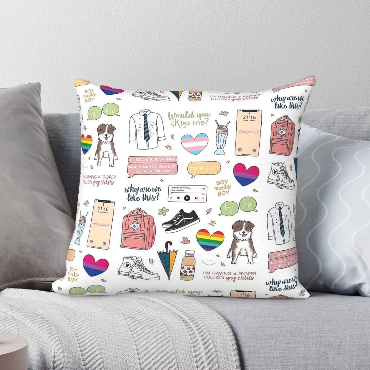 Exquisite Ornaments Unisex Heartstopper Charlie And Nick Pillowcase Polyester Linen Velvet Creative Zip Decorative Throw Pillow Case Home Cushion Cover