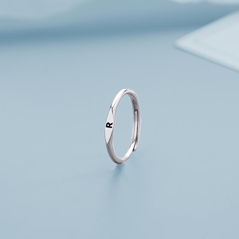 Stainless Steel Silver Color A-Z 26 Initial Letter Name Ring for Women Minimalist Thin Adjustable Finger Rings  Jewelry