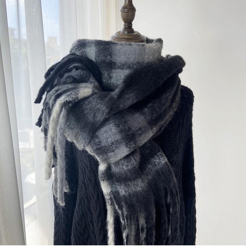 Luxurious Faux Fleece Scarf for Women - Cozy, Thick & Warm Winter Shawl with Tassels, Breathable Polyester, Perfect for Casual Outings