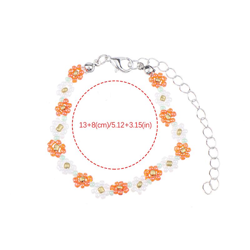 Fashion Women'S Crystal Flower Bead Bracelet Adjustable Charm Bracelet Friendship Jewelry Accessories