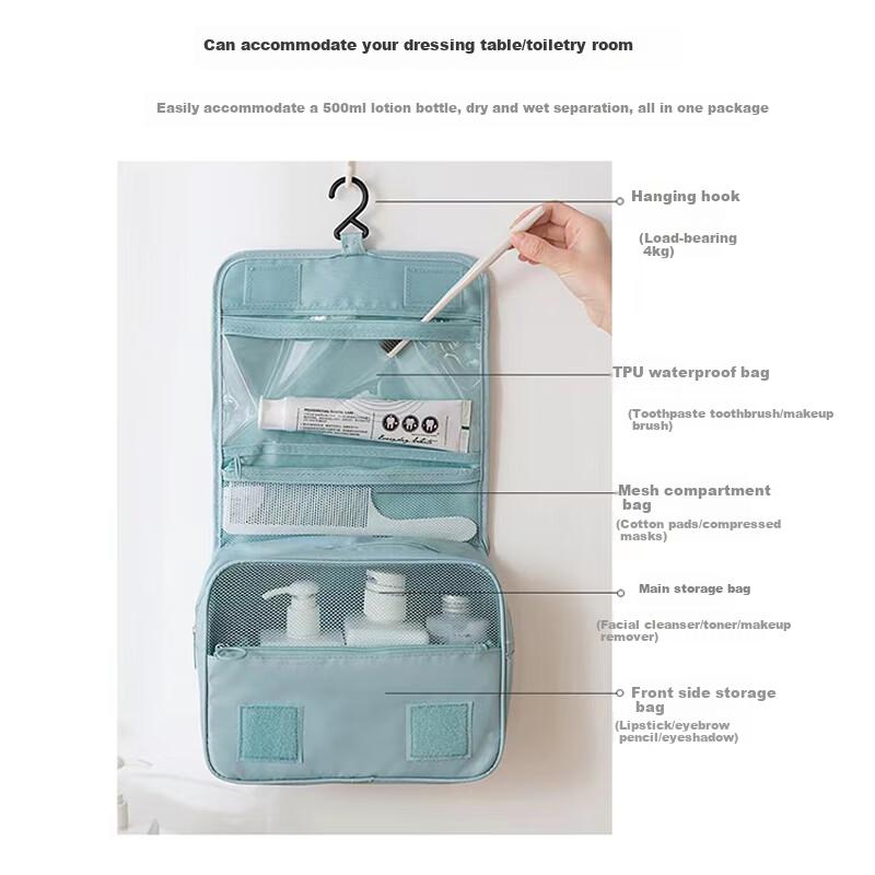 ToMill Travel Toiletry Bag for Men And Women, Portable Business Trip Toiletry Kit, Outdoor Makeup Bag, Toiletry Organizer, Mint Gree