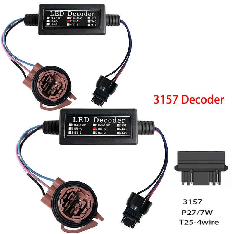 2Pcs BAY15D 1157 S25 Canbus LED Light Bulb Warning Decoder Load Resistor Socket Error Free No Flickering Decoder.