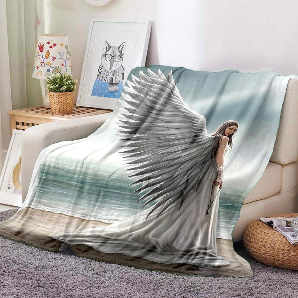 Angel Wings Flannel Blanket Throw Blanket Soft Warm Sofa Bed Camping Home Decor Unique Christmas Gift Cs92297