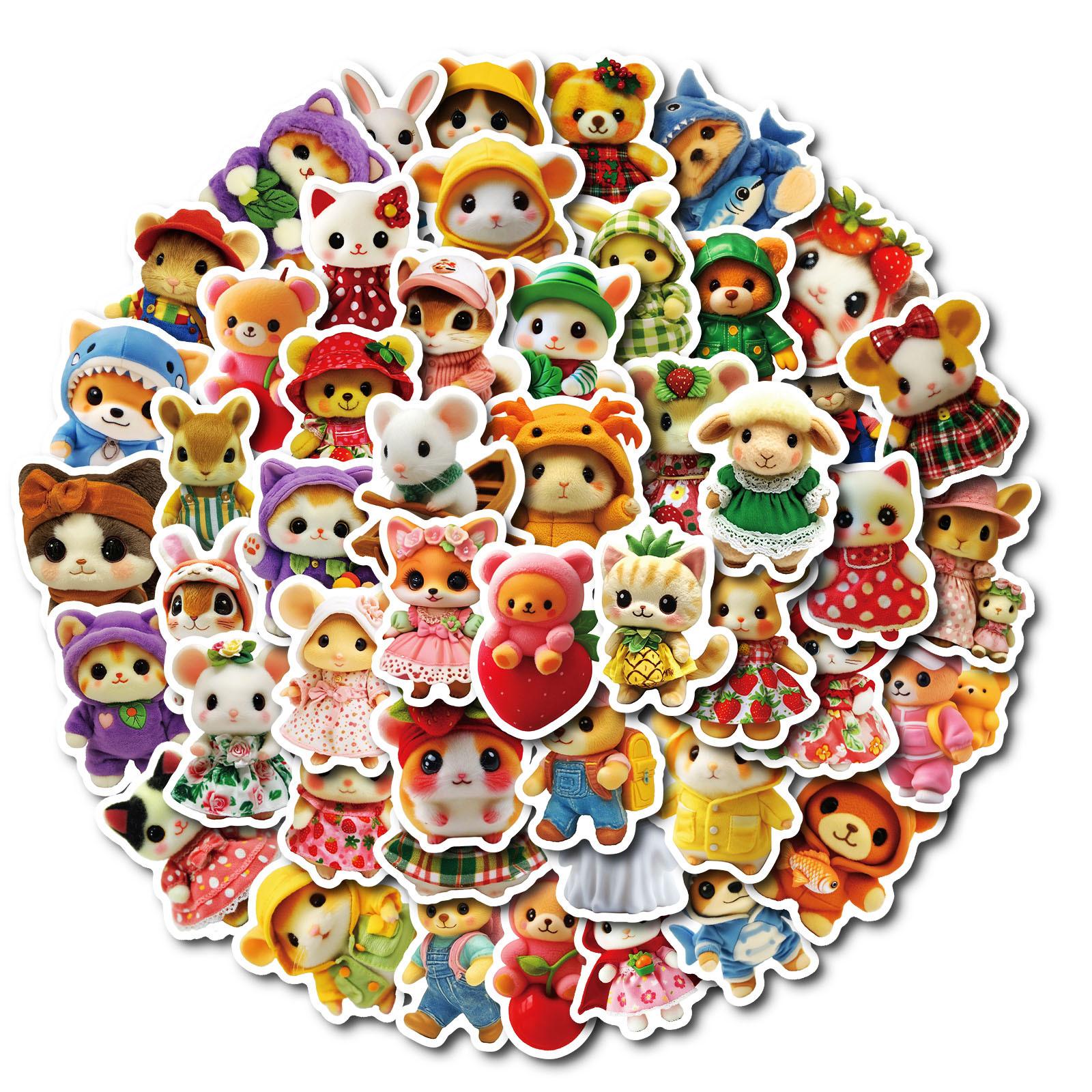 

50 Плюшевая игрушка Наклейки с маленькими животными Милые Граффити Блокнот Стакан для воды Водонепроницаемая наклейка