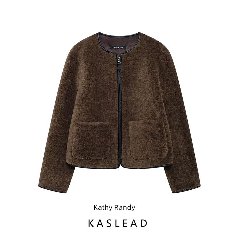 Kaslead New Arrival Women's Clothing Fashion Style Stylish Simple and Versatile Fleece Stitching Jacket Outwear 8372252