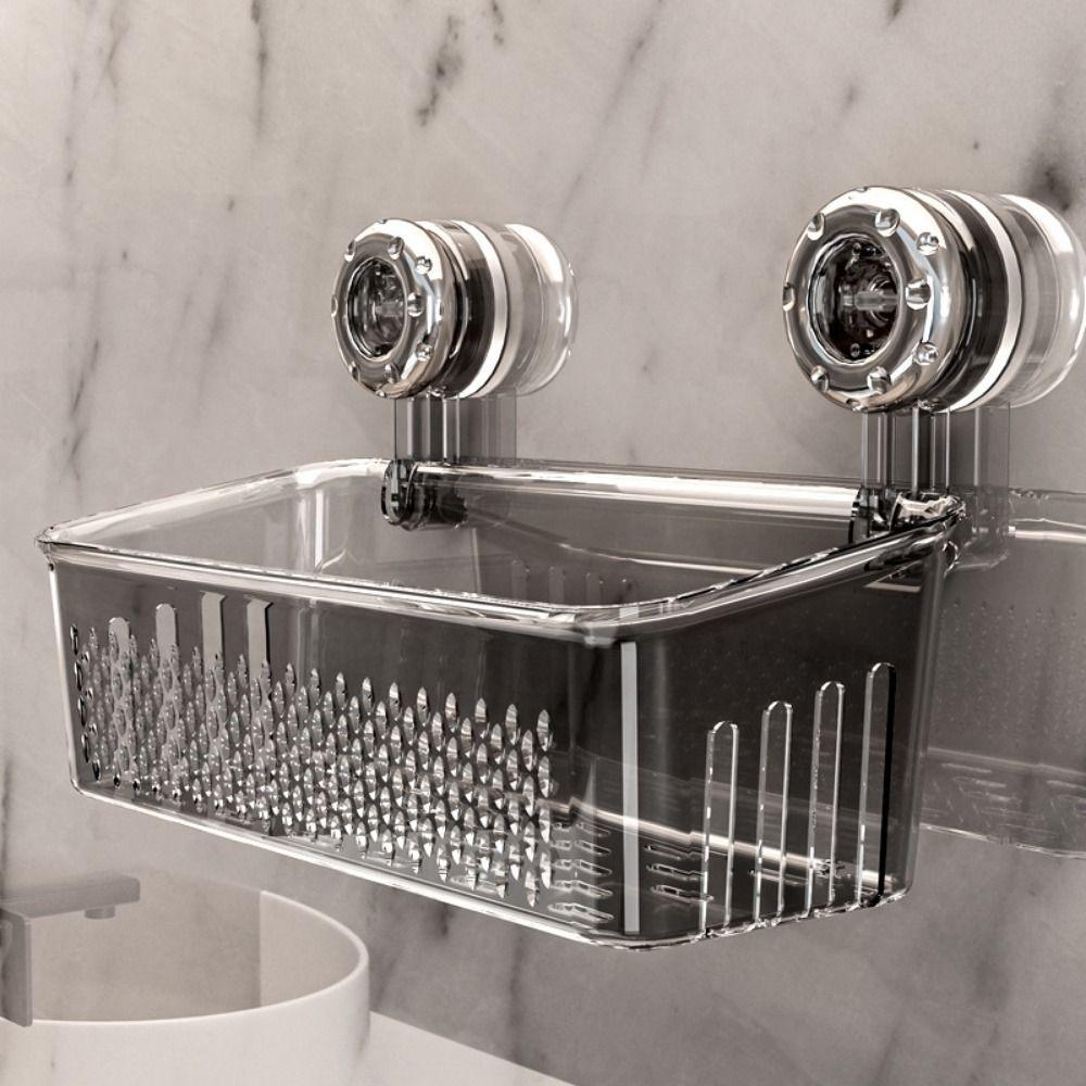 Plastic Draining Basket Large Capacity Cosmetic Storage Box Wall Mounted Storage Rack  Bathroom