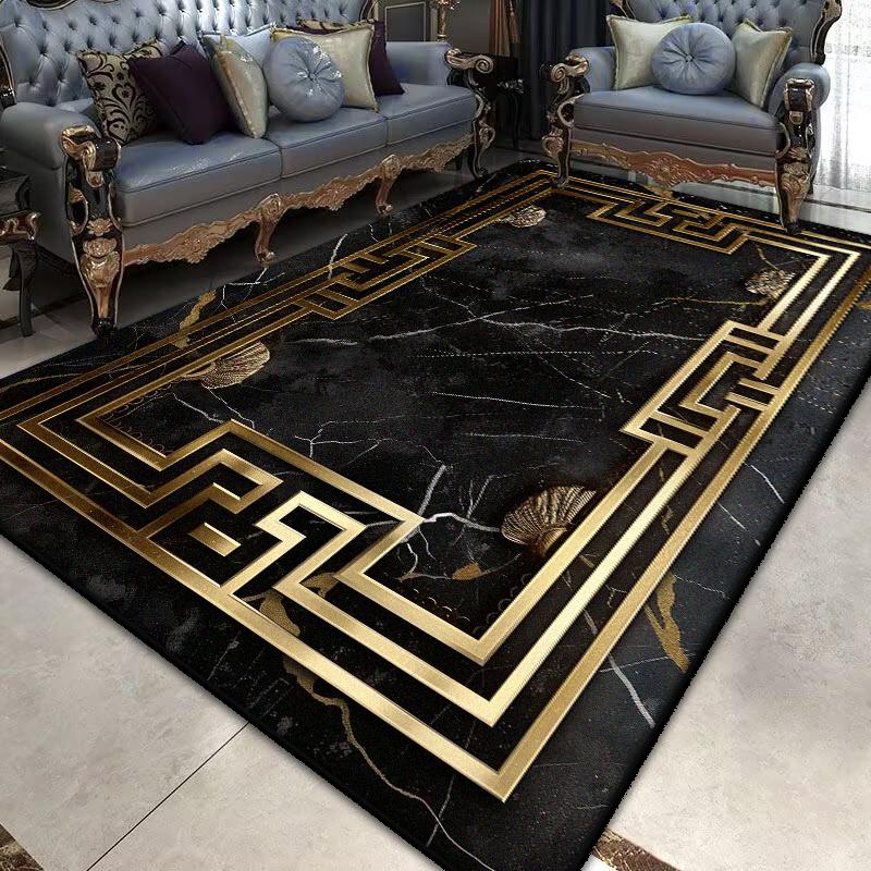 Light Luxury Black Gold Carpets for Living Room Non-slip kitchen floor carpet Modern Large Area Rugs Lounge Rug Washable Mat