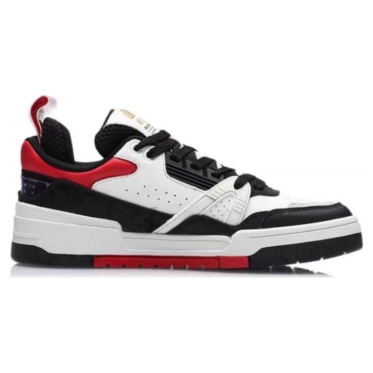 New LiNing 001 Legend Begins Anti Slip And Wear Resistant Lightweight Low Top Skateboard Shoes Men's Black White Red AGCR403-1