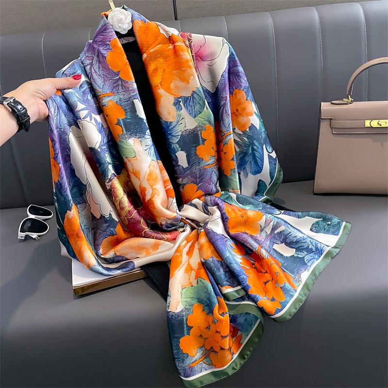 Modny nadruk Duży szal szalik dla kobiet Luksusowy projekt Pashmina Wrap Hidżab Foulard Kobiece plażowe szale Bandana Opaska na głowę Echarpe