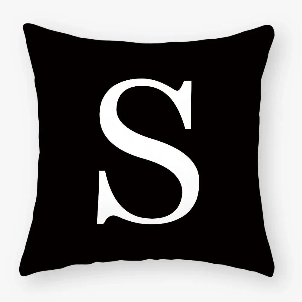 Black White Letters Sofa Decorative Cushion Cover Pillow Pillowcase Polyester 45*45Cm Throw Pillow Home Decor Pillowcover