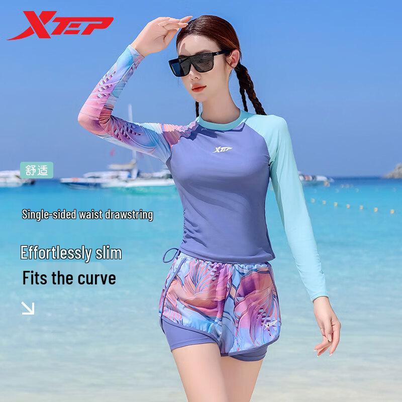 

Xtep Women s Long-Sleeved Split Print Swimsuit XL