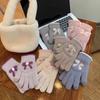 Touch Screen Knitted Gloves Wool Warm Five Fingers Winter Riding Bow Gloves
