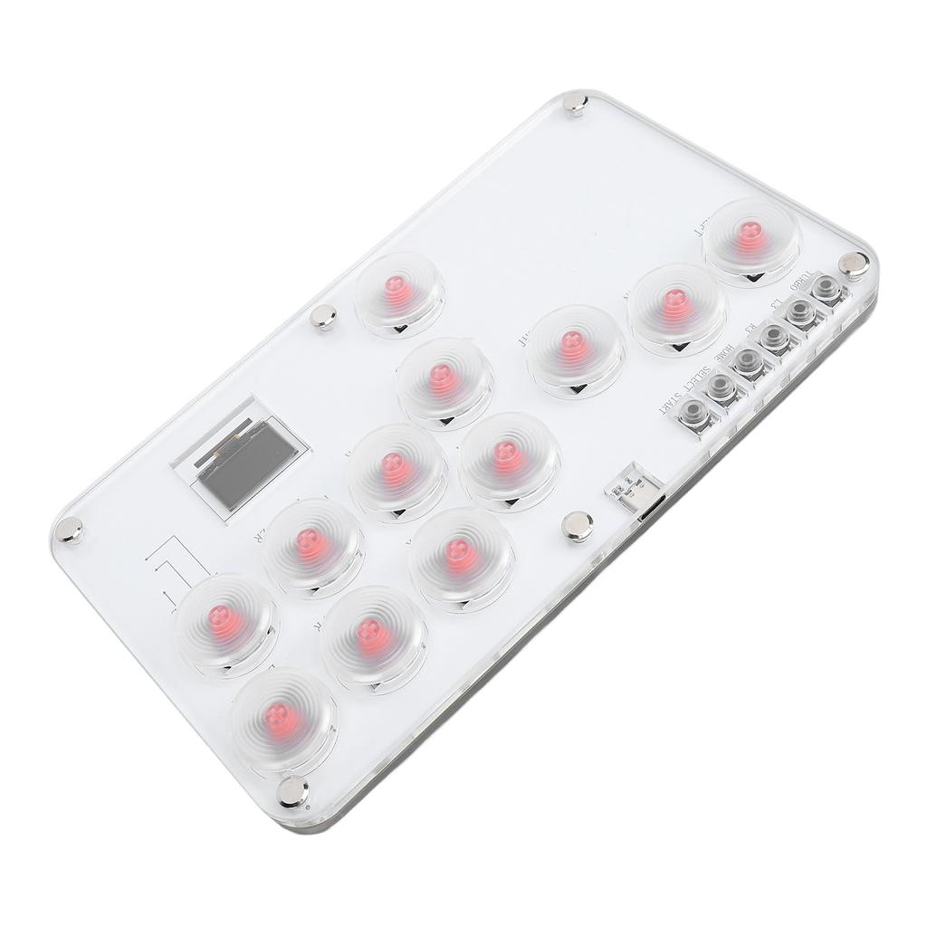 Controlador de Jogo Sem Alavanca Acrílico 12 Teclas DIY Controlador de Luta Sem Alavanca com RGB Personalizável e Turbo